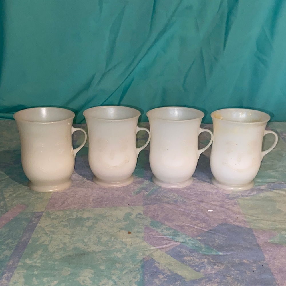 Kool Aid Man White Mugs Set of 4 vintage